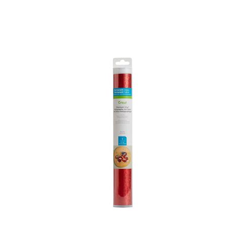 Cricut Premium Vinyl Holo Art Deco True Red 30.5 cm x 122 cm; 1 roll 12" x 48" (30.5 cm x 122 cm); Recommended for indoor use; Lies flat without tunneling or bubbling for a perfect cut; Easy to weed, effortless to apply for a sparkly holographic effect